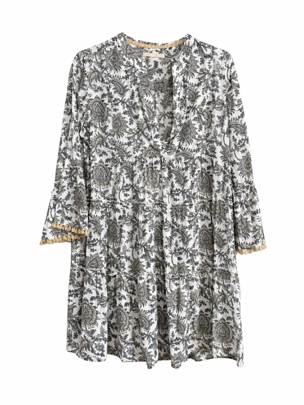 Lola Australia Boho Paisley Cotton Tiered Dress Size M